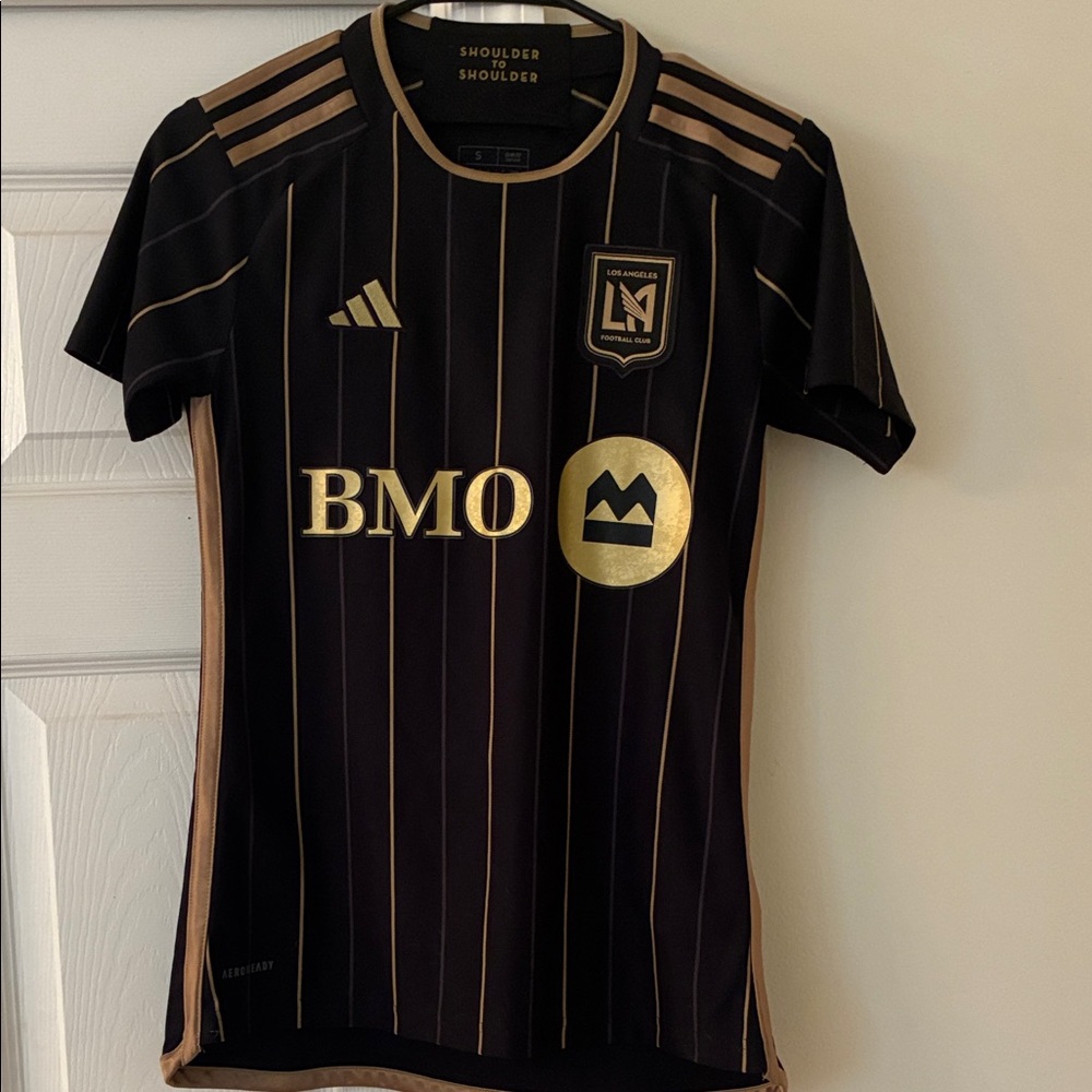 adidas Black and Gold LAFC Short Sleeve Soccer Jersey
